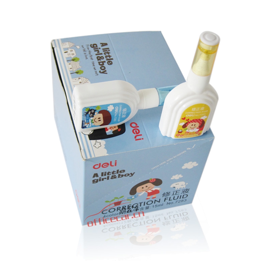 得力 Deli 7283 涂改液 15ml/支 12支/盒 卡通顏色隨機(jī)