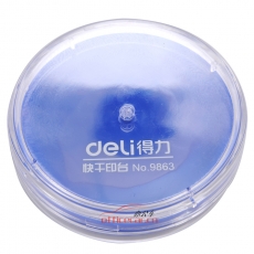 得力 Deli 9863 Ф81.5mm 圓形透明外殼快干印臺(tái) 藍(lán)色