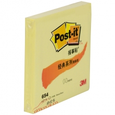 3M 654 經(jīng)典報(bào)事貼 76*76mm （黃色） 12本/封
