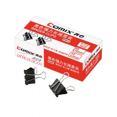 齊心 Comix B3610 6#強(qiáng)力長尾票夾 15mm 黑色 12個(gè)/盒