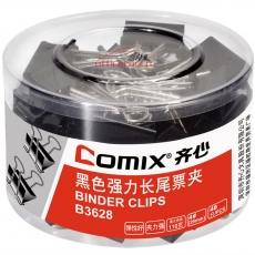 齊心 Comix B3628 黑色長(zhǎng)尾夾 25mm