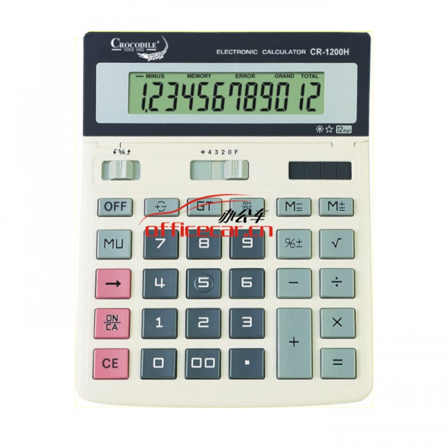 佳靈通/鱷魚(yú) Crocodile CR-1200H 搖頭中臺(tái)大按鍵計(jì)算器 12位 白色