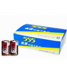 555 R14S 2號(hào)/3號(hào)優(yōu)質(zhì)碳性電池鋅錳電池 2個(gè)裝 24個(gè)/盒