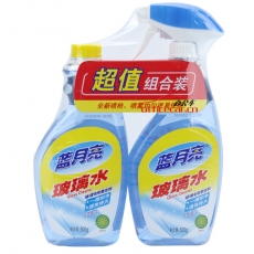 藍(lán)月亮 BlueMoon 玻璃水(瓶+瓶補(bǔ)) 玻璃清潔劑 500g+500g/組 12組/箱