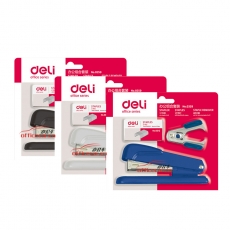 得力 Deli 0359金屬鋼質(zhì)耐用辦公訂書機套裝（訂書機+訂書釘+起釘器）12#釘顏色隨機