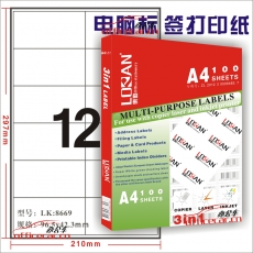 樂勤 LOLAN 8669 A4分切電腦標(biāo)簽打印紙/激光噴墨打印標(biāo)簽紙 100張/包