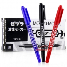 斑馬 ZEBRA MO-120-MC 小雙頭記號(hào)筆（油性記號(hào)筆）速干耐水 (紅色) 10支/盒