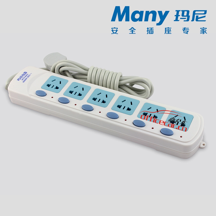 瑪尼電器 many 463-3 6位獨立開關(guān)插座/排插
